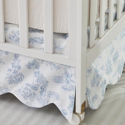 Brandream French Country Toile Crib Skirt, Baby Girl Gender Neutral Crib Skirt - Image 3