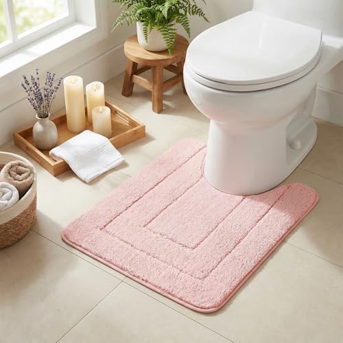 GRANNY SAYS Pink U Shaped Toilet Rug 20" x 24", Non-Slip Bath Mat by GRANNYSAYS