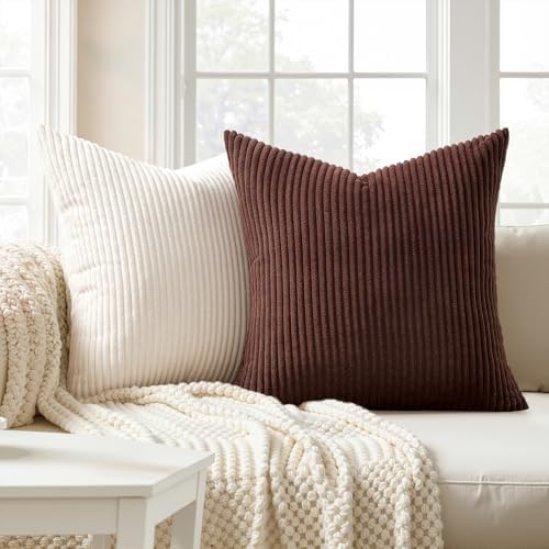 Topfinel Rustic Throw Pillow Covers 18x18 Inch Set of 4 Soft Farmhouse Corduroy - Image 6