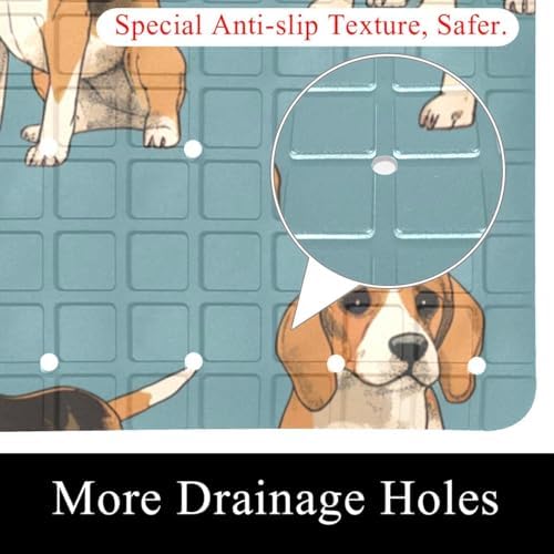 Shower Mat Non Slip 26.8 x 15.1 Inches, Beagle Dogs Bathtub Mat Shower Stall - Image 2