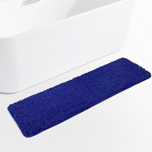 Yeaban Chenille Royal Blue Bathroom Runner Rug 17"x47" by Yeaban