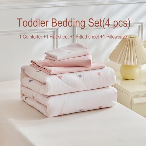 JHXHMX 4 Pieces Toddler Bedding Set, Soft Crib Bed Sheets Set Includes Quilted - Image 7
