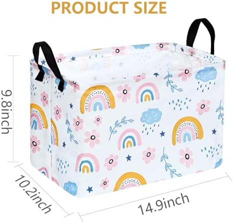 Rec Rainbow Print Box Hamper Storage Basket Collapsible Organizer Bin Gift - Image 2