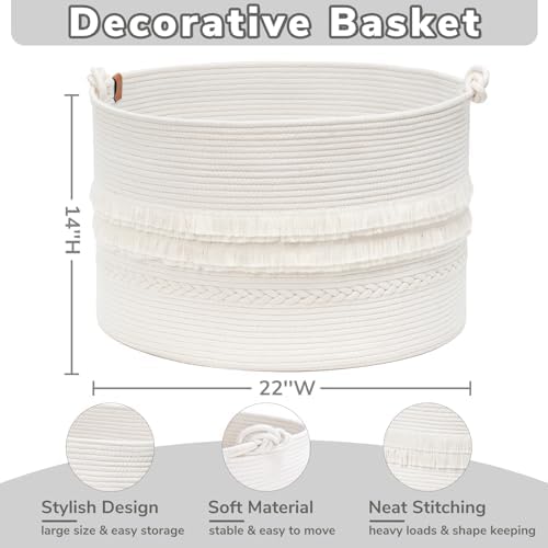 CherryNow 90L Large Woven Rope Blanket Basket - Image 4