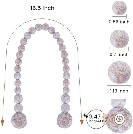 KLOGTSIND Magnetic Curtain Tiebacks, 2 Pack Wood Bead Curtain Holdbacks - Image 3