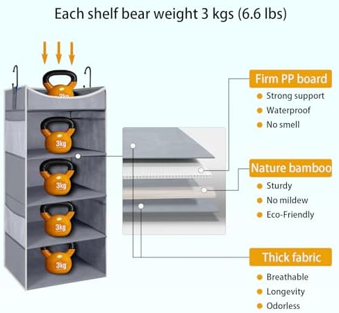 4-Shelf Hanging Closet Organizer and Storage - Image 3