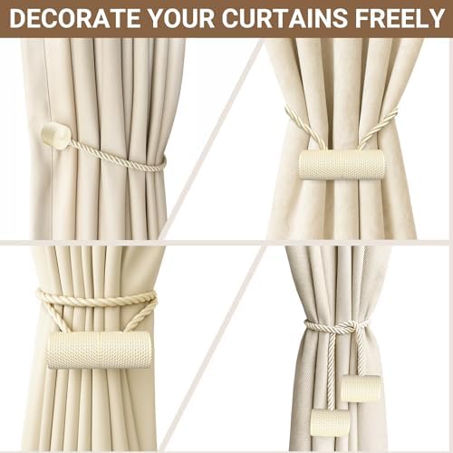 Hion Magnetic Curtain Tiebacks Beige 6pcs, Curtain Holdbacks Hooks Holders - Image 7