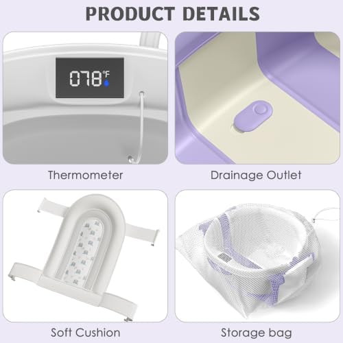 Collapsible Baby Bathtub for Newborn to Toddler 0-36 Months, Spacious Foldable - Image 5