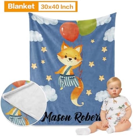 Custom Crib Bedding Set for Boys Gifts Fox Balloon Design Color07 - Image 2