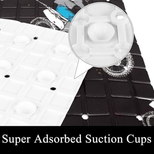 Shower Mat Non Slip 26.8 x 15.1 Inches, Motocross Pattern Bathtub Mat Shower - Image 2