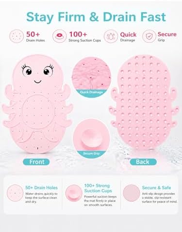 Kids Bathtub Mat Non Slip, Soft Silicone Octopus Baby Bath Mat - Image 2