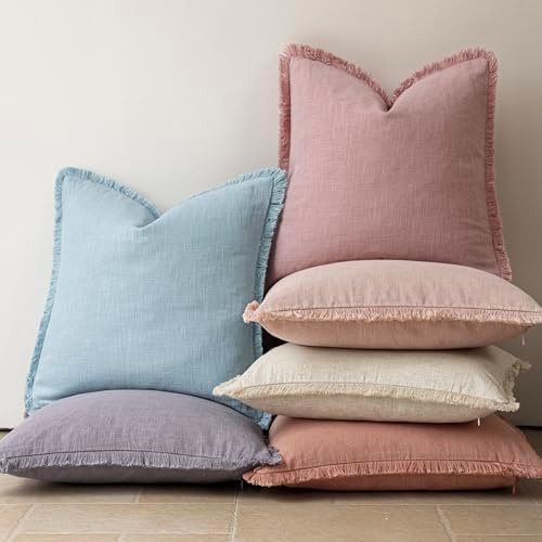 Foindtower Decorative Linen Fringe Throw Pillow Covers Cozy Boho Farmhouse - Image 6