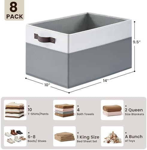 Criusia Large Storage Baskets 8 Pack Versatile Fabric Storage Bins - Image 2