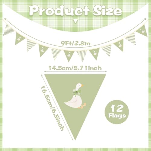Hahafelt Goose Fabric Banner 1st Birthday Decor, Sage Green - Image 2