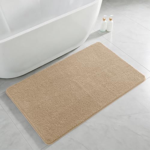 Polyester Bathroom Rug 30"x50" Light Brown, Large Soft Bath Mat by Kildoss