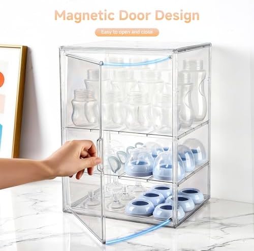 Baby Bottle Organizer, 3 Tiers Adjustable Clear Acrylic Baby Bottle Storage - Image 4