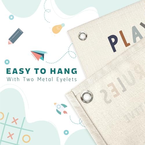 Lacama Play Room Wall Decor Rules Linen Banner, Kids PlayRoom Decor - Image 7