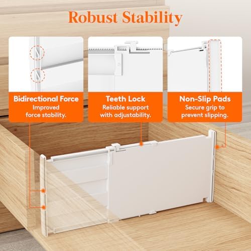 Lifewit 8" Tall Drawer Dividers, Adjustable Deep Drawer Organizer Clothes - Image 4