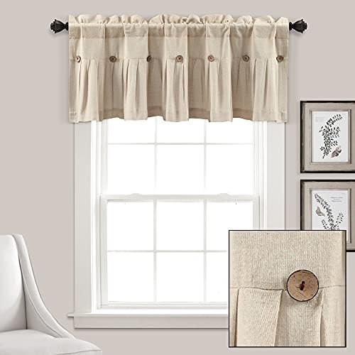 Lush Decor Linen Button Farmhouse Valance Curtians Dark Linen, Valances - Image 6