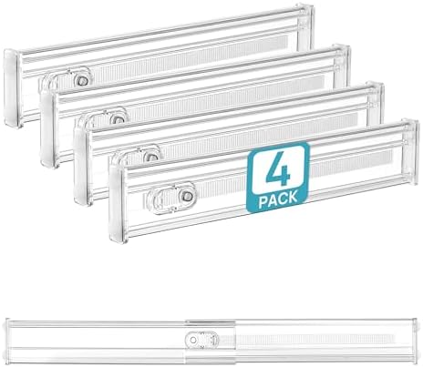 Vtopmart 2.36" Short Upgrade Drawer Dividers 12.8"-22.3" Expandable 4 Pack by Vtopmart