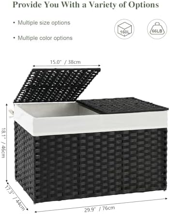 SETVSON Storage Basket with Lid Wicker Baskets - Image 2