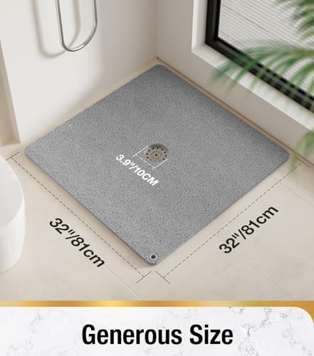 HITSLAM Square Loofah Shower Mat, 32x32 Inch Non Slip Bath Mat - Image 2