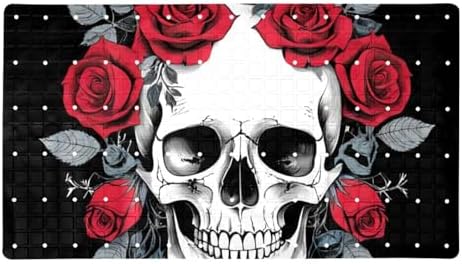 Bathtub Mat Non Slip 26.8x15.1In, Skull Rose Bath Mat by Anna+Cowper