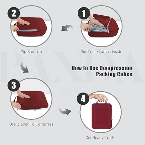 PANDA JOYS 4 Set Compression Packing Cubes Travel - Image 2