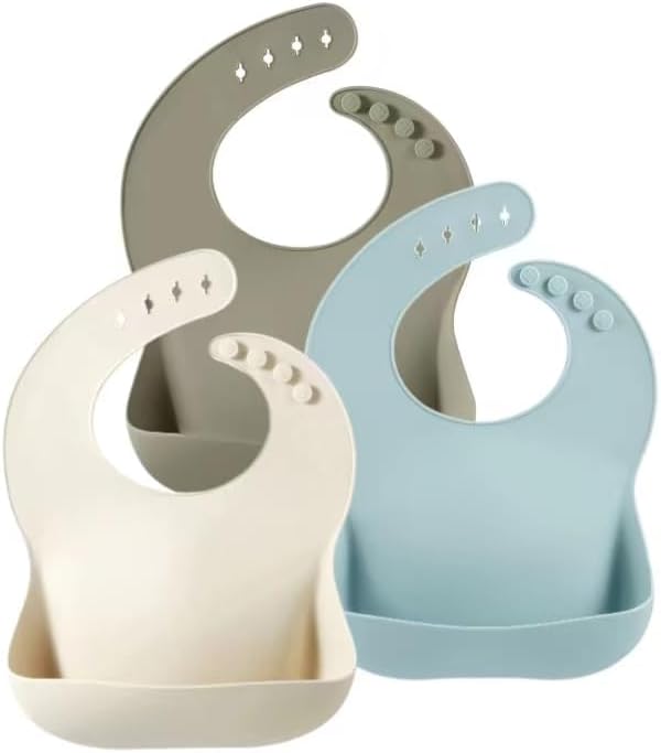 PandaEar Set of 3 Silicone Baby Bibs Waterproof, 10-72 Months - Image 5