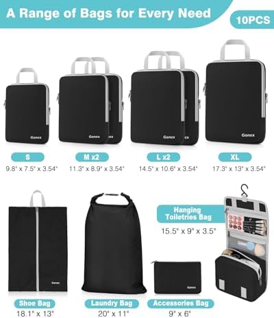 Gonex 10-Piece Compression Packing Cubes - Image 3