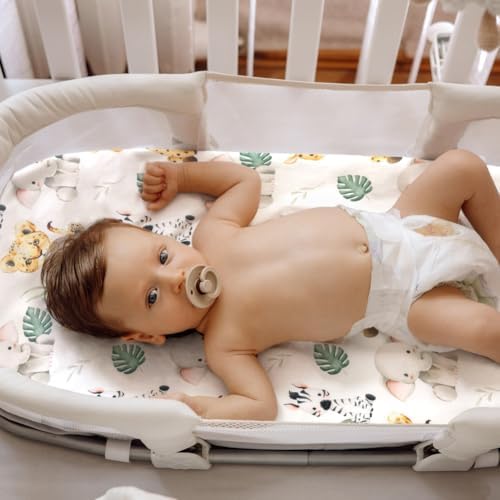 4 Pack Safari Jungle Animals Neutral Unisex Fitted Nursery Baby Sheets Set - Image 3