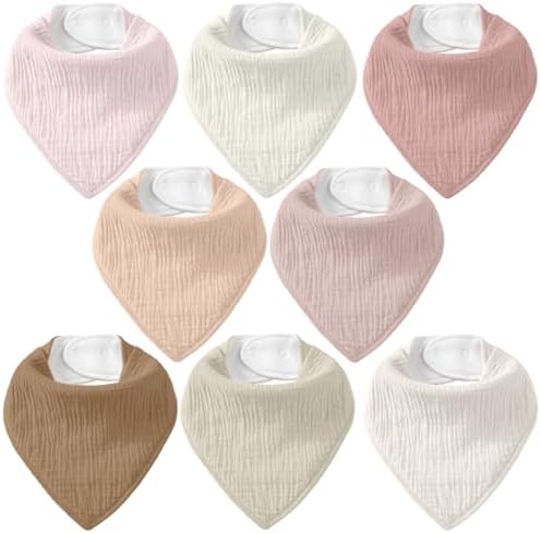 8 Pack Muslin Baby Bandana Bibs by CivaruaKids