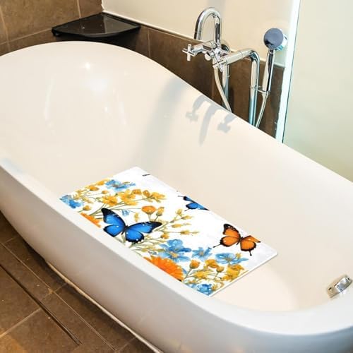 Bathtub Mat Non Slip 26.8x15.1In, Butterflies Flowers Bath Mat - Image 4