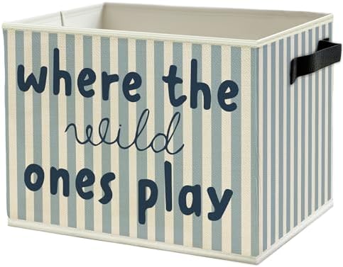 Blue Stripe Boho Classroom Storage Bins Box by Unknown