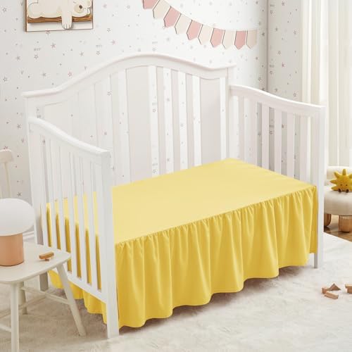 SiinvdaBZX Yellow Crib Skirt Dust Ruffle, Microfiber Crib Bed Skirt - Image 3