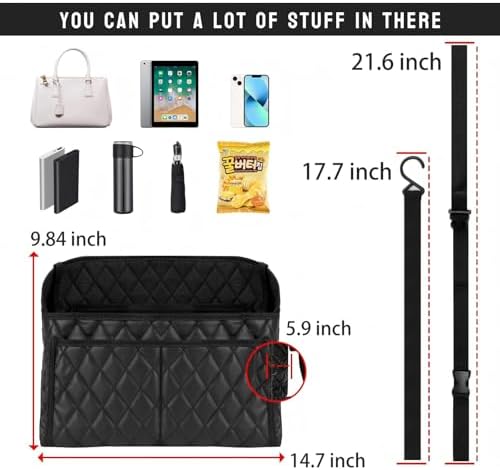 Car Handbag Holder Between Seat Durable Leather Seat Back Organizer Pet & Kids - Image 6