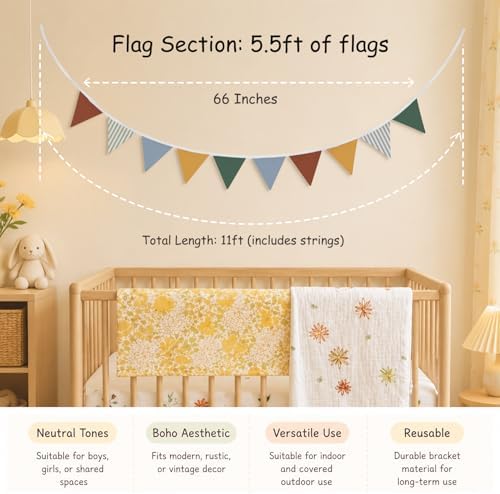 Boys Toddler Room Playroom Nursery Decor, Garland Triangle Banners, 11Ft - Image 3