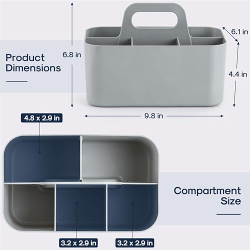 Multiuse Caddy Organizer with Handle, Portable Divided Plastic Tote Bin - Image 5