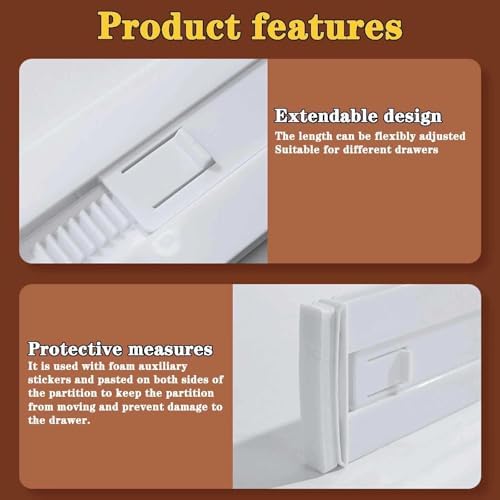 8 Pcs Drawer Dividers for Clothes, 3.15" High 11.34"-19.69" clear - Image 4