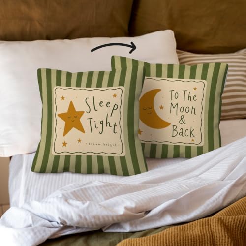 kdqua Moon and Star Nursery Pillow Cover 18x18 Double-Sided, Kids Bedroom - Image 3
