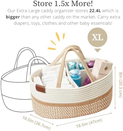 DECOMOMO XL Baby Caddy Organizer, Extra Large Diaper Caddy Basket - Image 3