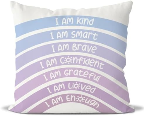 QIYUHOY Royal Purple Boho Rainbow Classroom Throw Pillow Covers, 24x24 Inch by QIYUHOY