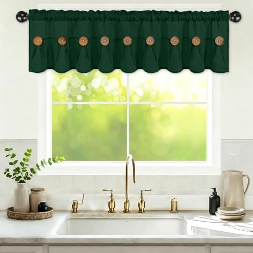 FRAMICS Farmhouse Valance Curtains, Boho Cotton Linen Kitchen Valance, Rod - Image 2