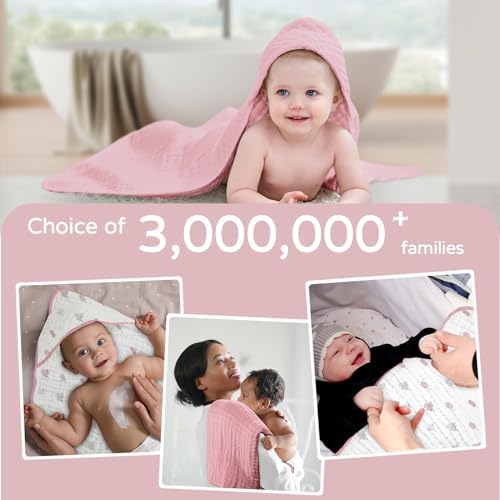 Yoofoss Hooded Baby Bath Towels 2 Pack 100% Muslin Organic Cotton - Image 6