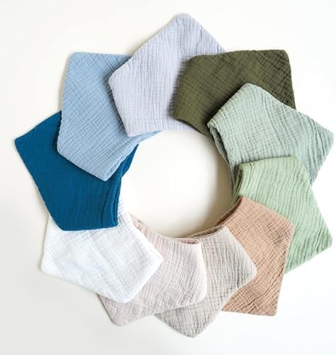 Konssy 10 Pack Baby Muslin Bandana Bibs - Image 6