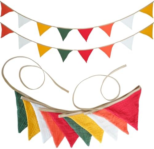 2PCS Pennant Banner Bunting Flags, Garland Triangle Banners Fabric by Uorbmaio