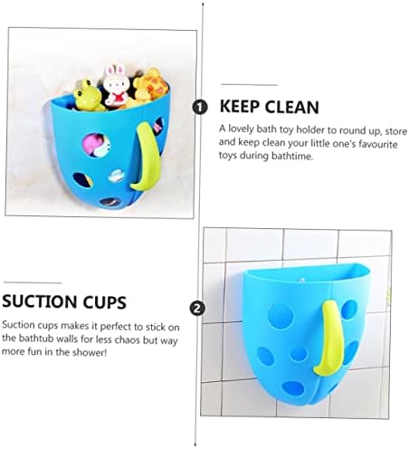 Cabilock Blue Plastic Suction Cup Bath Toy Basket - Image 4
