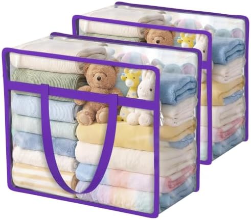 2 Pack Clear Storage Bags for Clothes, 45L Closet Organizers and Storage by BuddingJoy-BuildaJoyfulLifeforYou