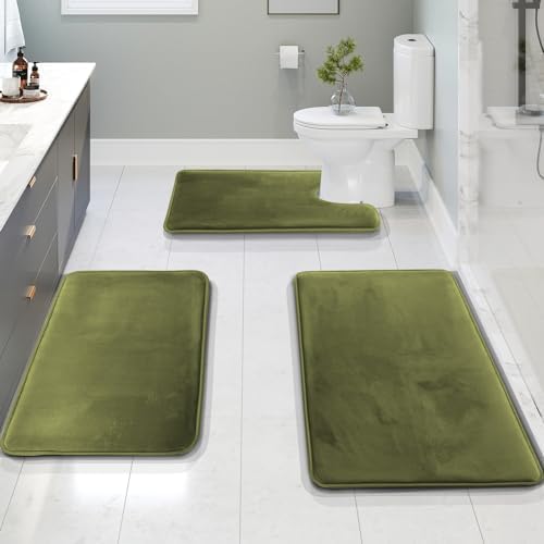 Clara Clark 3 Piece Bathroom Rugs Bath Mat Set, Velvet Memory Foam Bath Mats by ClaraClark