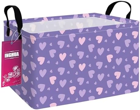 Rectangular Purple hearts Storage Basket by INGHUA
